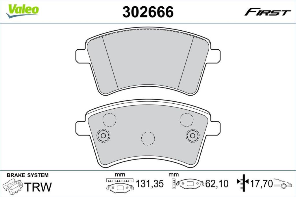 Jeu de 4 plaquettes de frein VALEO ref. 302666